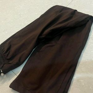 Brown Wide Leg Cotton Pants