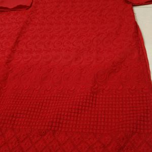 Kurta Red Lucknowi