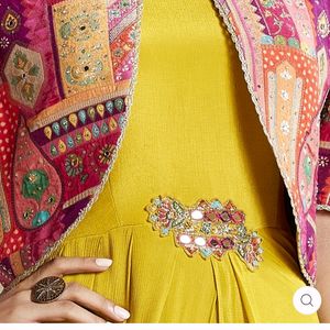 Art Silk Anarkarli Suit With Banarasi Jacket