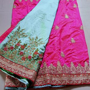 Heavy Embroidery Silk Saree With Blouse