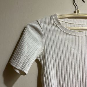 Off White Ribbed Top