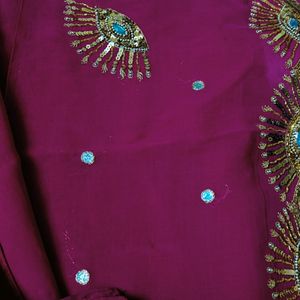 Heavy Pink Work Saree With Blouse