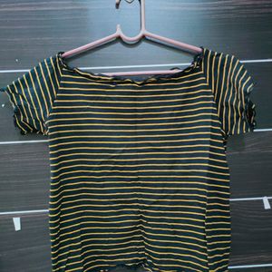 Black And Yellow Strip Off Shoulder Top