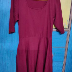 Maroon Flared And Fit Dress