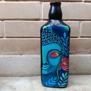 Hand-painted Buddha Painting On Glass Bottle