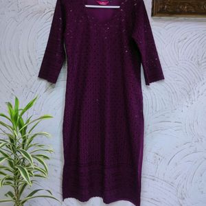 💜 Embroidered Burgundy Kurta