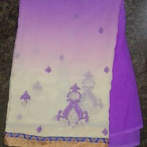 Polyester embroidery Saree