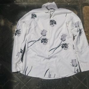 White Printed Shirt Sz M