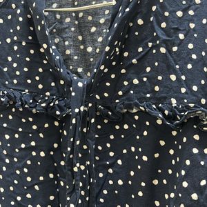 Navy Blue Top With Polka Dots