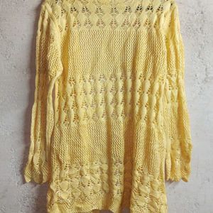 Winter Fashion Shrug Sweater Full-sleeve Yellow