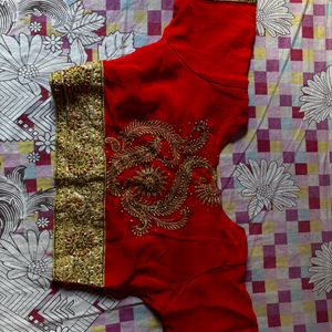 Red Wedding Heavy Stone Work Saree With Blouse