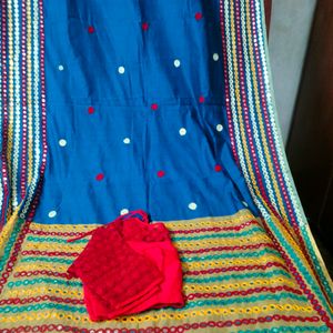 Nice Blue Embroaidary Saree.