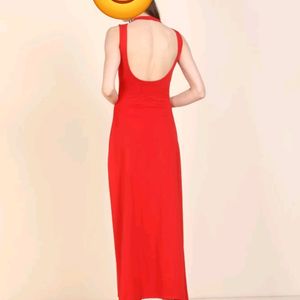 Red Maxi Dress With Cut Out Back