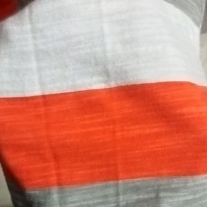 Unused Orange Grey Strips T shirt