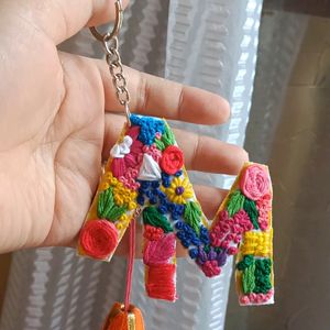 Handmade Embroidery Alphabet Keychain