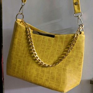 Crocodile Print Sling Bag with Chain Handle