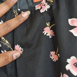 Floral Black Short Jumpsuit