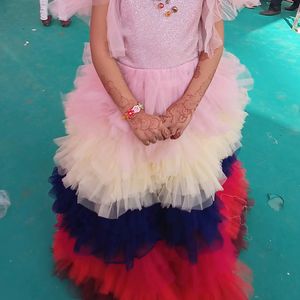 Full flare multi colour princess gown for girls