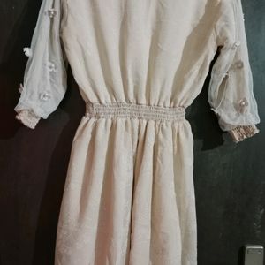 peach colour mini dress