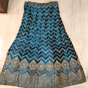 Peacock Blue And Peach Lehenga