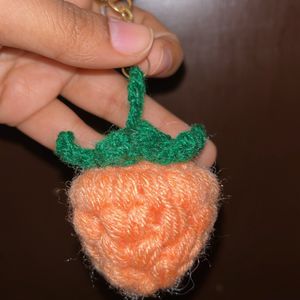 Crochet Strawberry Keychain