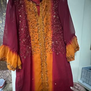 Red Sharraa Suit With Duppatta