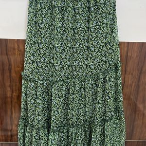 Floral green long skirt