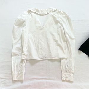 Cropped Peterpan Collar Puff sleeve White crop Top