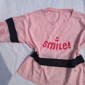 Cute Pink Girls crop Top With Baggy Sleeves