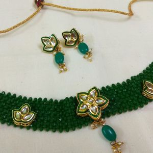 Crystal and kundan Work choker set