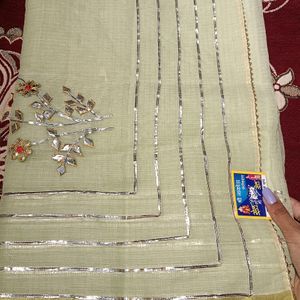 Light Green Gota Pati Cotton Saree