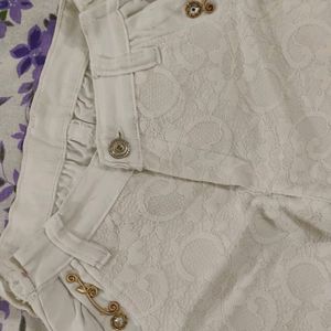 White Embroidery Trousers