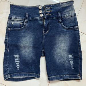 Women Blue Denim Shorts