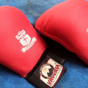 Red Pair Of Karate Gloves