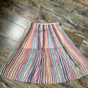 Multicolour Pleated Slit Skirt - Zara