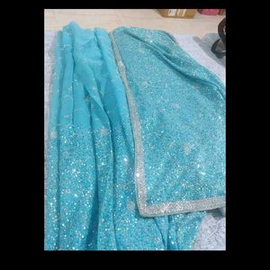 Blue Sequence Saree