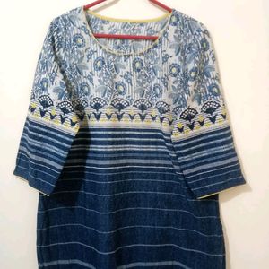 Blue White Floral Kurti