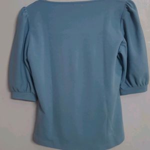 Blue Puff Sleeve Top