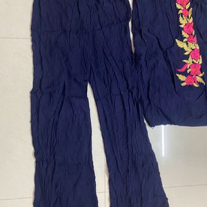 Navy Blue Embroidery Kurta Set