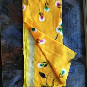 Kota Cotton Handprint Saree On Offer Price