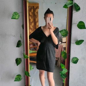 Deep V Neck Black Dress