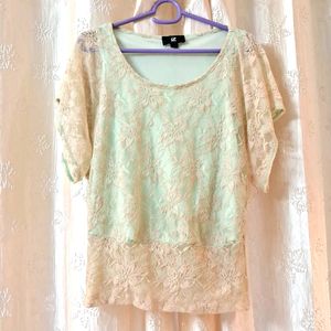 ♡PRICE DROP Pastel Green Lace Top♡