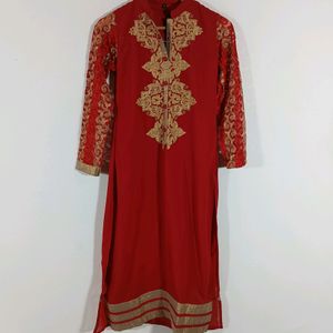 Red Embroidered Kurta (Women)