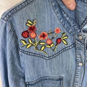 RedHerring Denim Shirt Floral Embroidered