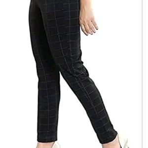 Women Black Check Pants