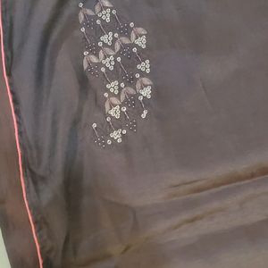 Brown Embroidery Sequence Worked Saree 🥻