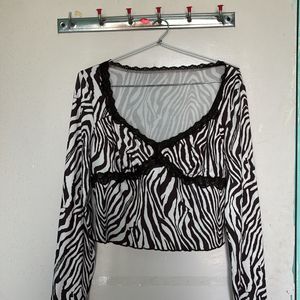 SHEIN RIBBED DETAIL ZEBRA PRINT TOP