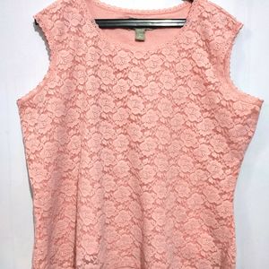 Pink Shell Lace Top