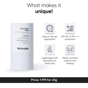 Minimalist Spf 50+ Sunscreen Stick