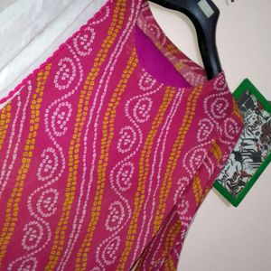 Bandheej Kurti Set With Tasle Duppta